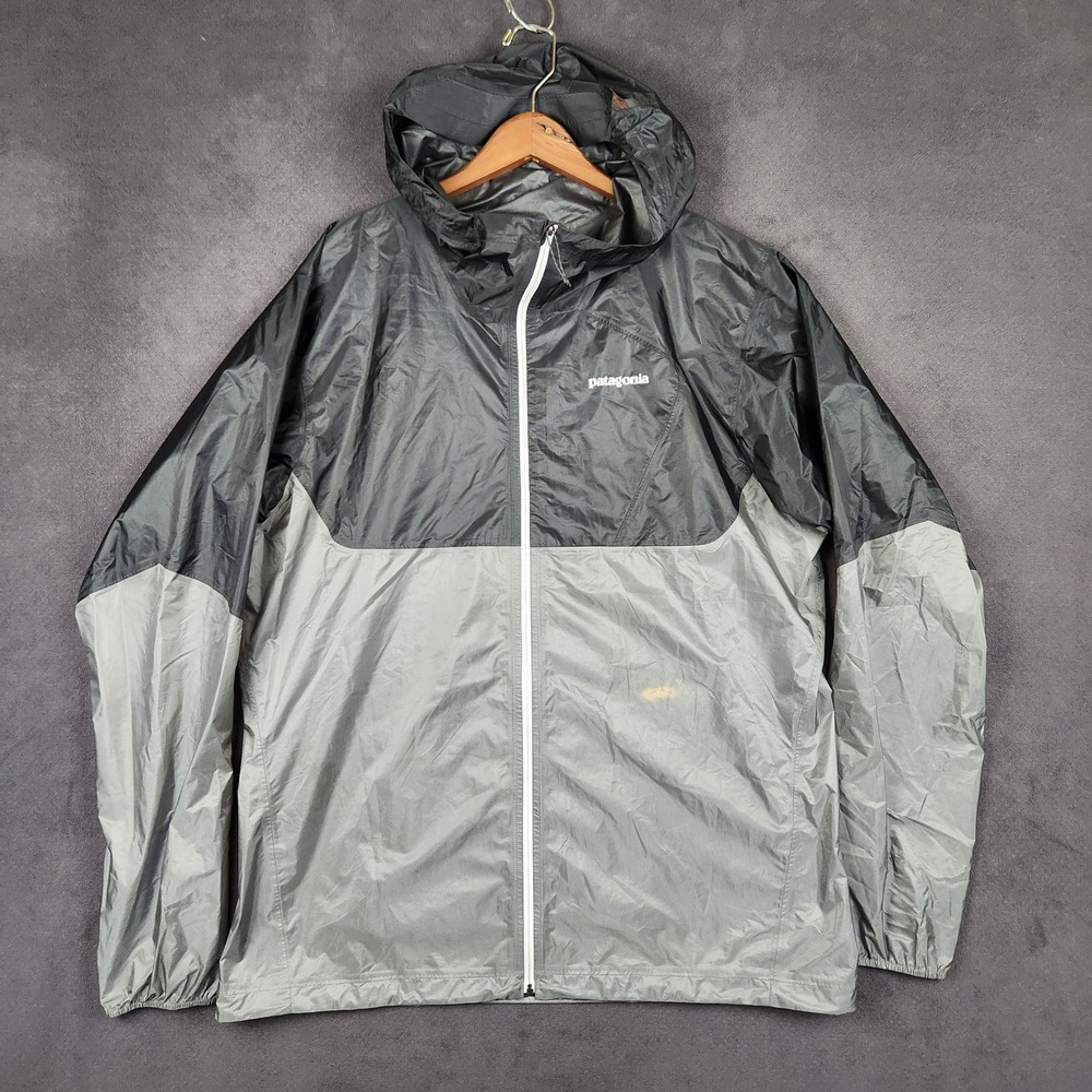 Patagonia Alpine Houdini Jacket Mens XL Black Gray Hooded Full Zip 85190